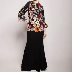 Aatiya Floral Embroidered Kurung