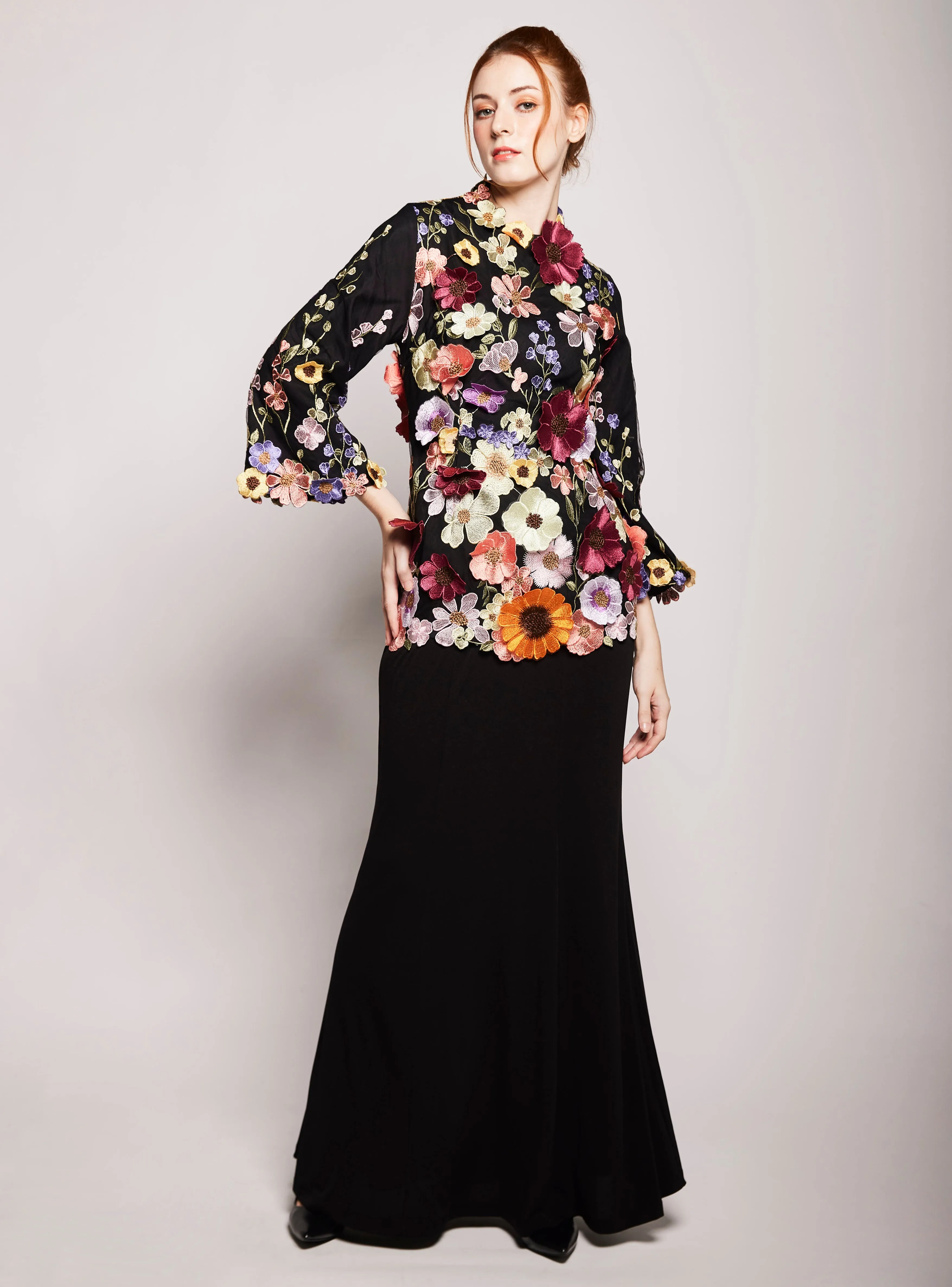 Aatiya Floral Embroidered Kurung