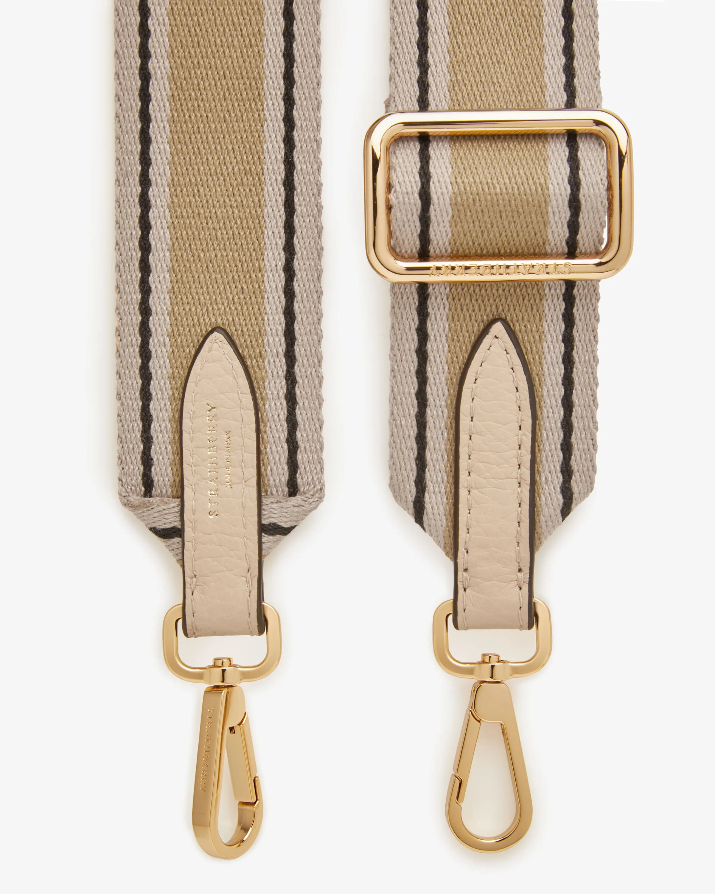 Adjustable Webbing Strap - Mushroom/Oat/Black Stripe