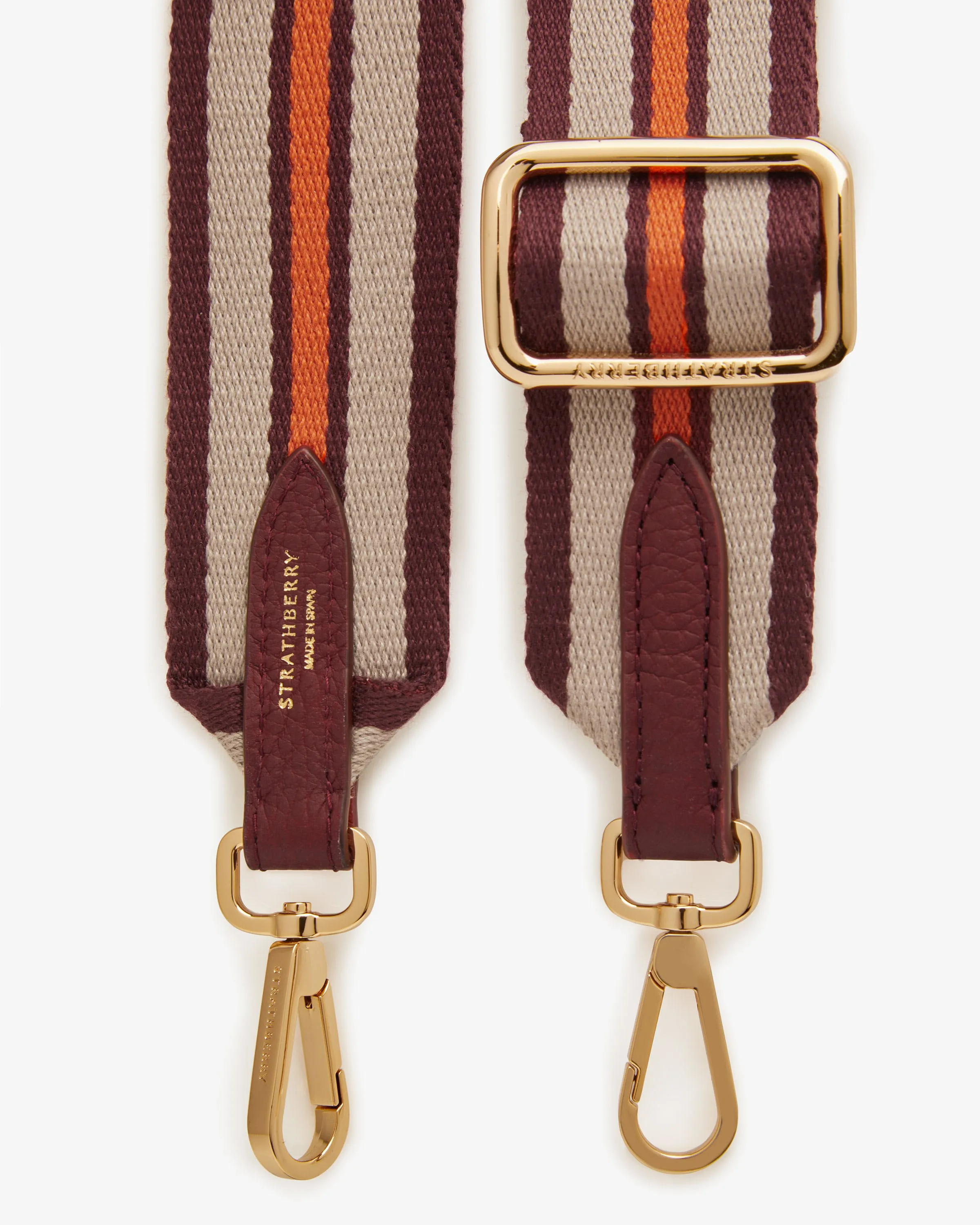 Adjustable Webbing Strap - Oxblood/Marmalade/Oat Stripe