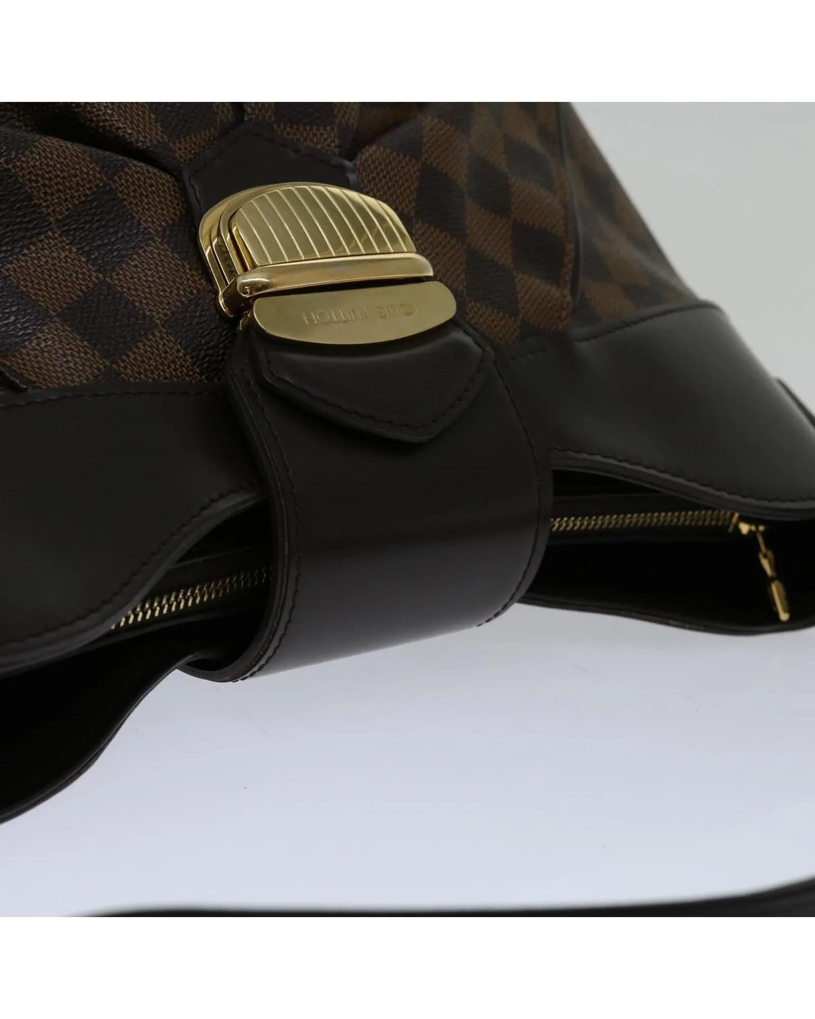 Authentic Louis Vuitton Damier Ebene Shoulder Bag with Flap Closure