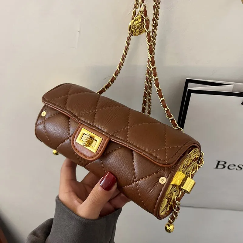 Back To College  Barrel Shaped Handbags Luxury Fashion Designer Mini PU Leather Women's Handbags Female One Shoulder Crossbody Bag