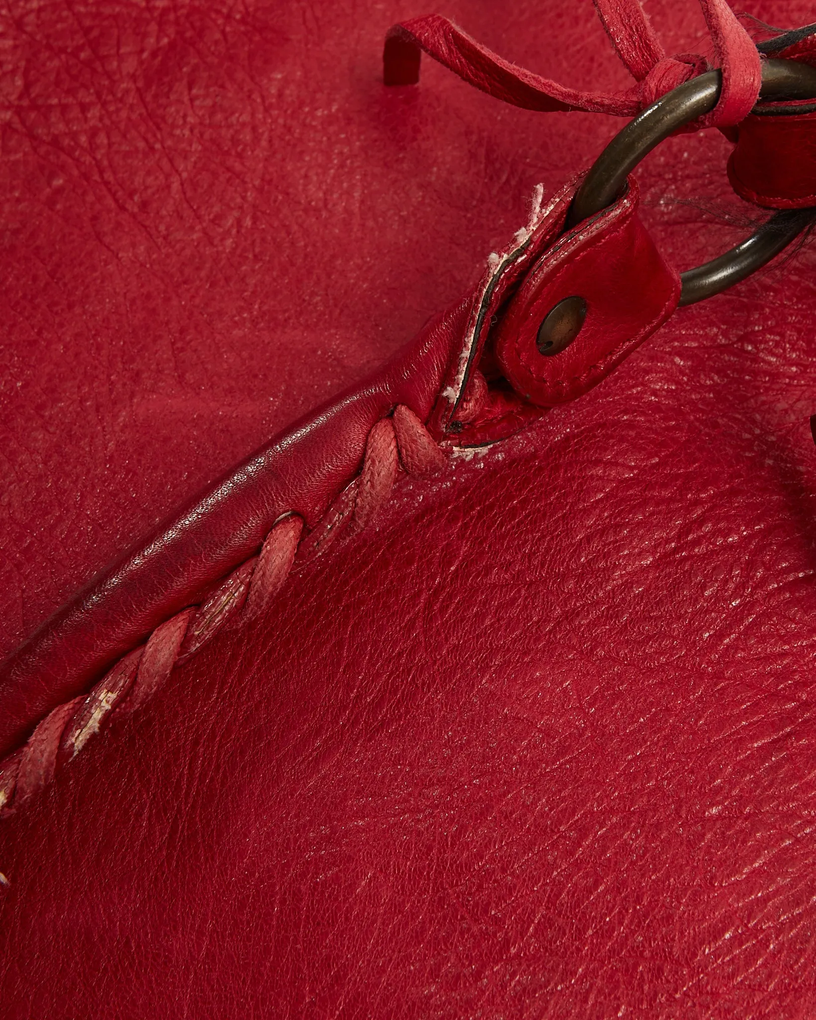 Balenciaga Red Leather Motorcross Shoulder Bag