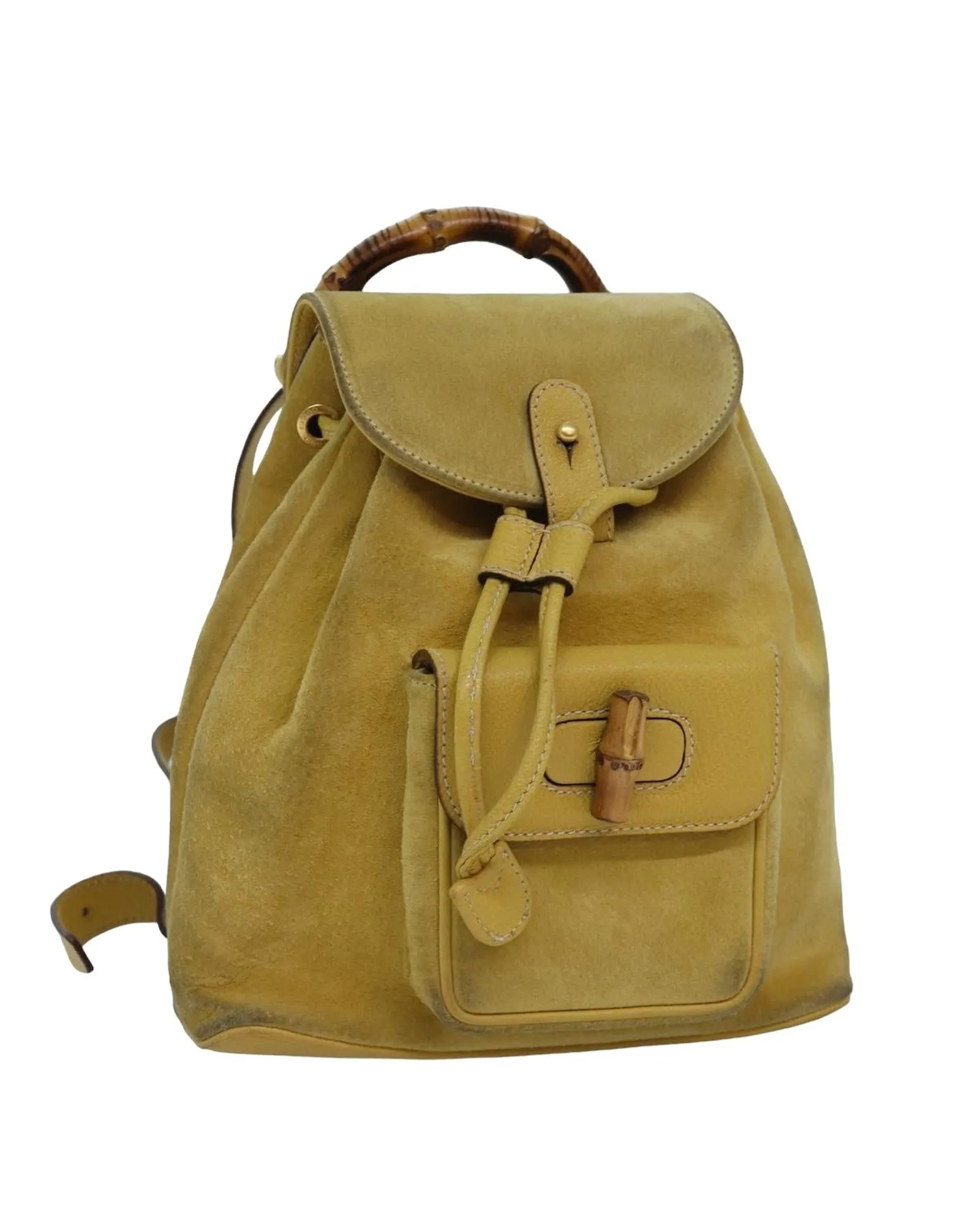 Bamboo Suede Leather Backpack with Flap Closure