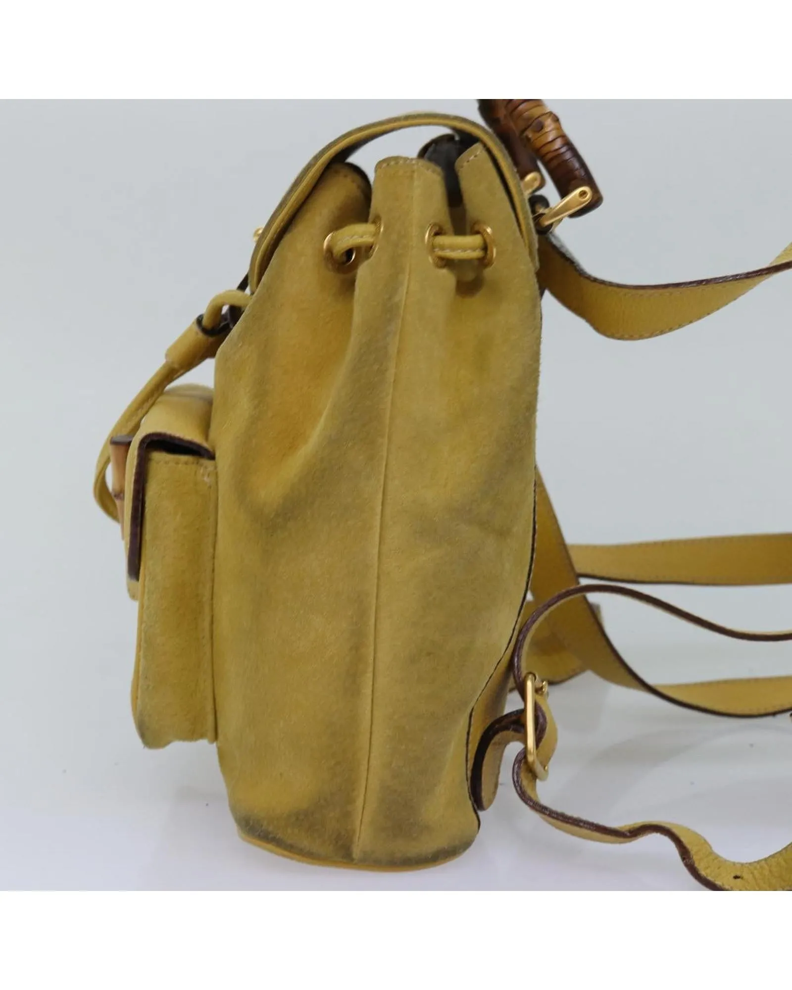 Bamboo Suede Leather Backpack with Flap Closure