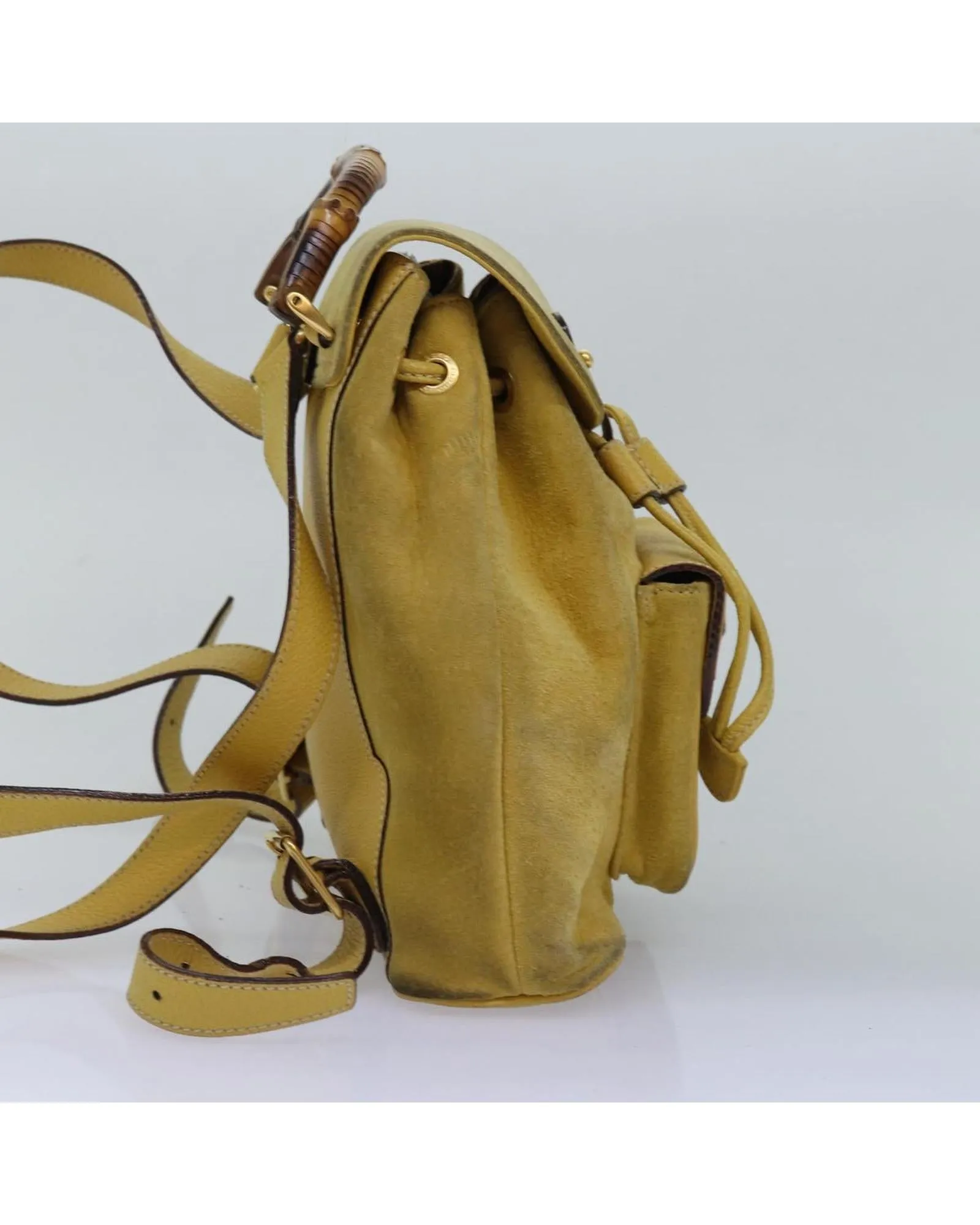 Bamboo Suede Leather Backpack with Flap Closure