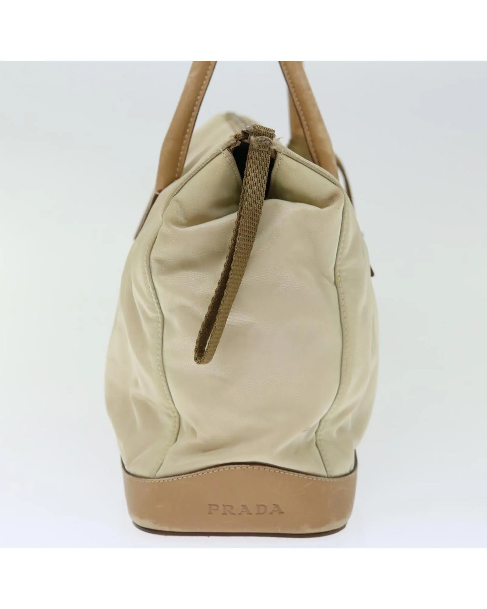 Beige Nylon Shoulder Bag with 30cm Drop