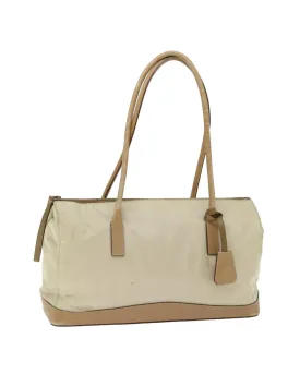 Beige Nylon Shoulder Bag with 30cm Drop