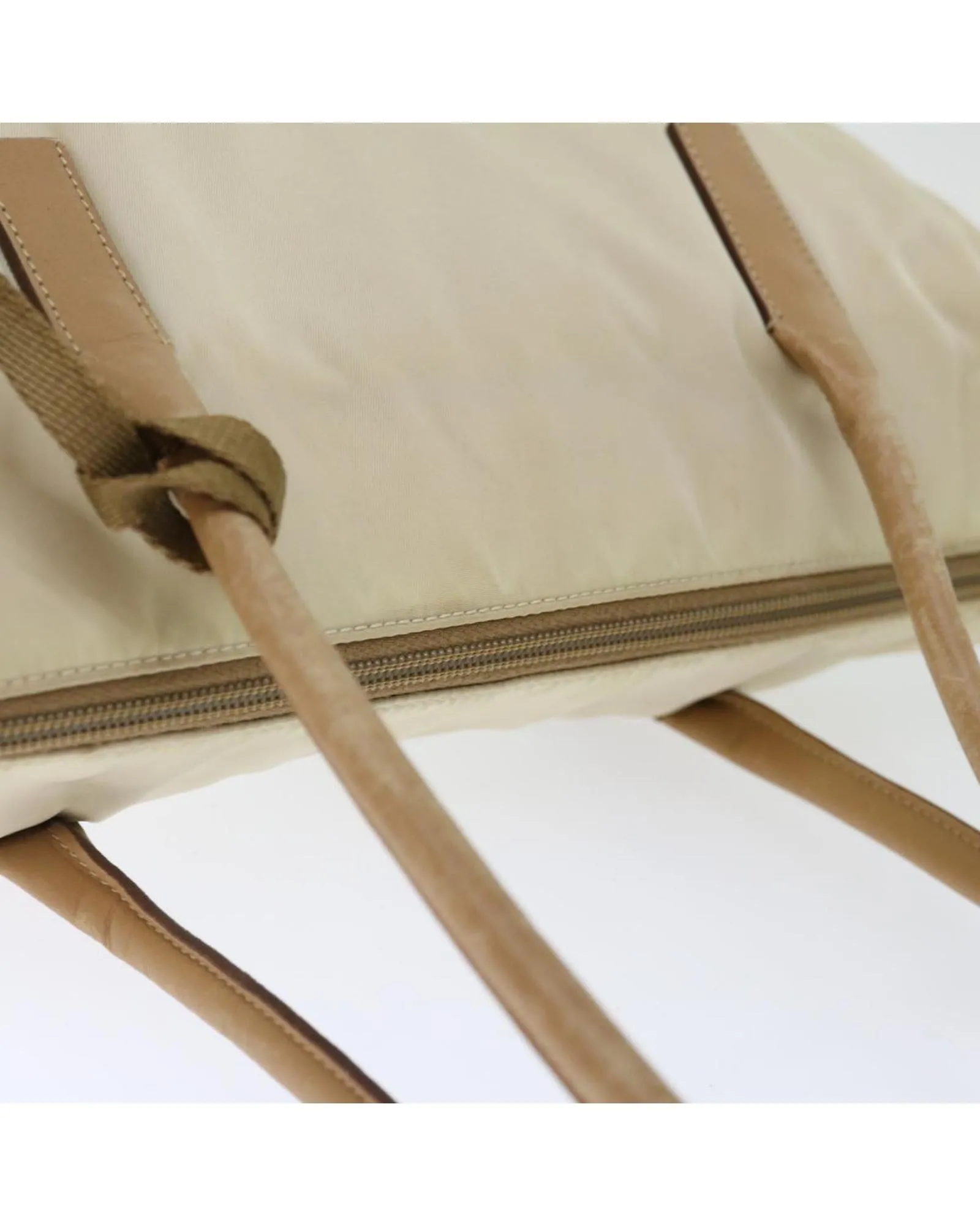 Beige Nylon Shoulder Bag with 30cm Drop