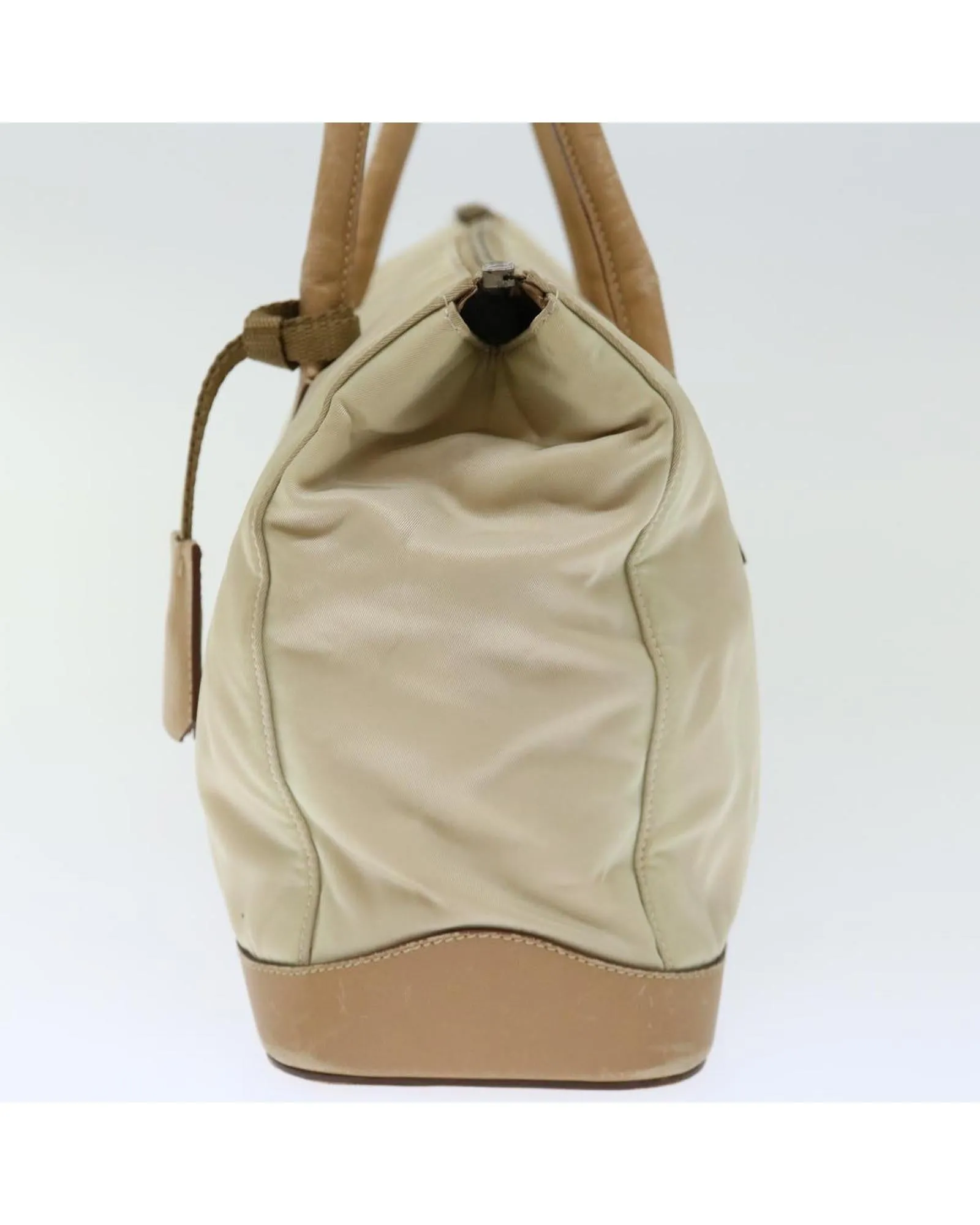 Beige Nylon Shoulder Bag with 30cm Drop