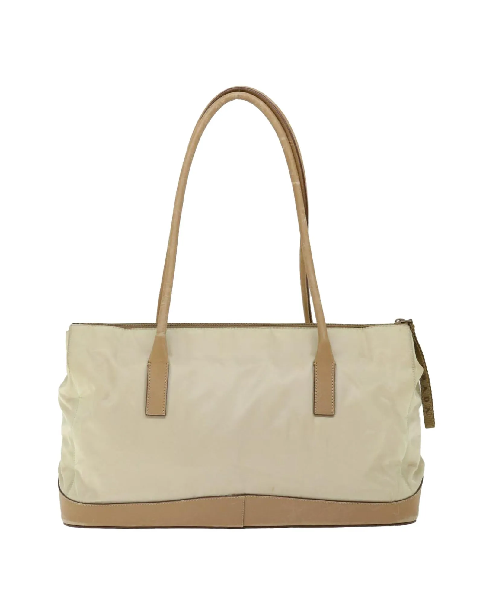 Beige Nylon Shoulder Bag with 30cm Drop