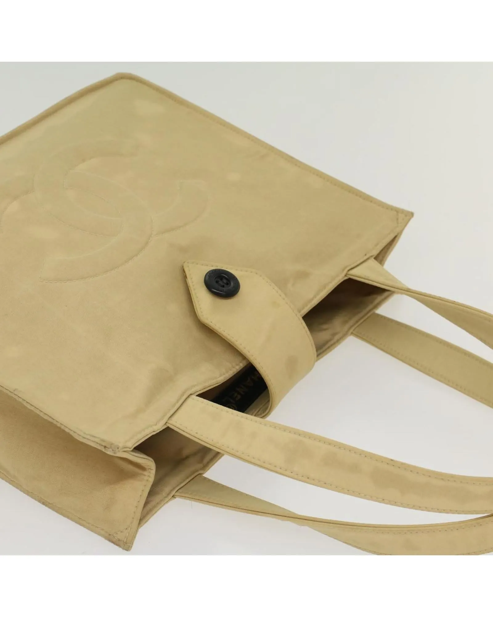 Beige Nylon Shoulder Bag with CC Logo