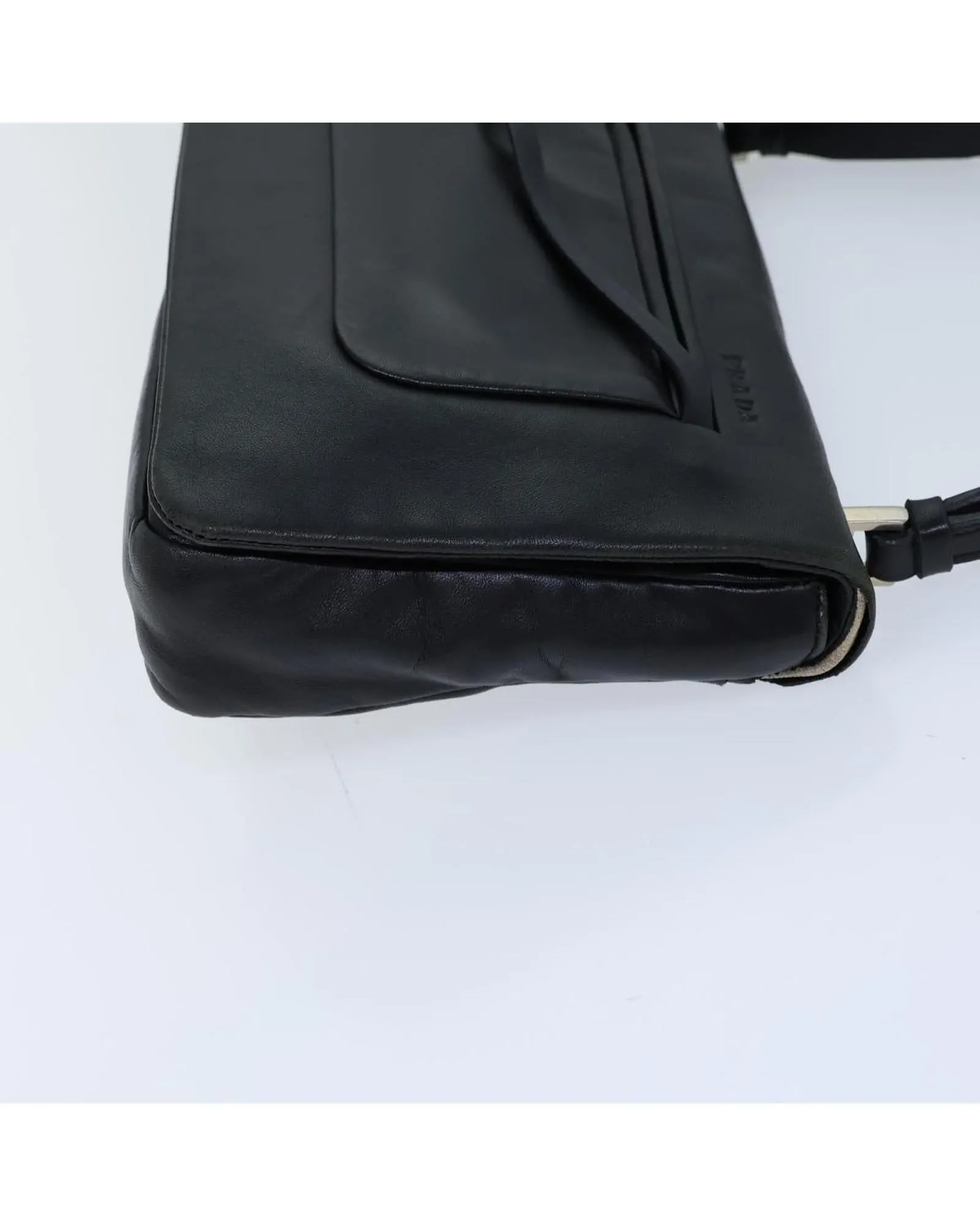 Black Leather Shoulder Bag - Authentic Prada