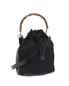 Black Nylon Shoulder Bag with Dust Bag and Strap