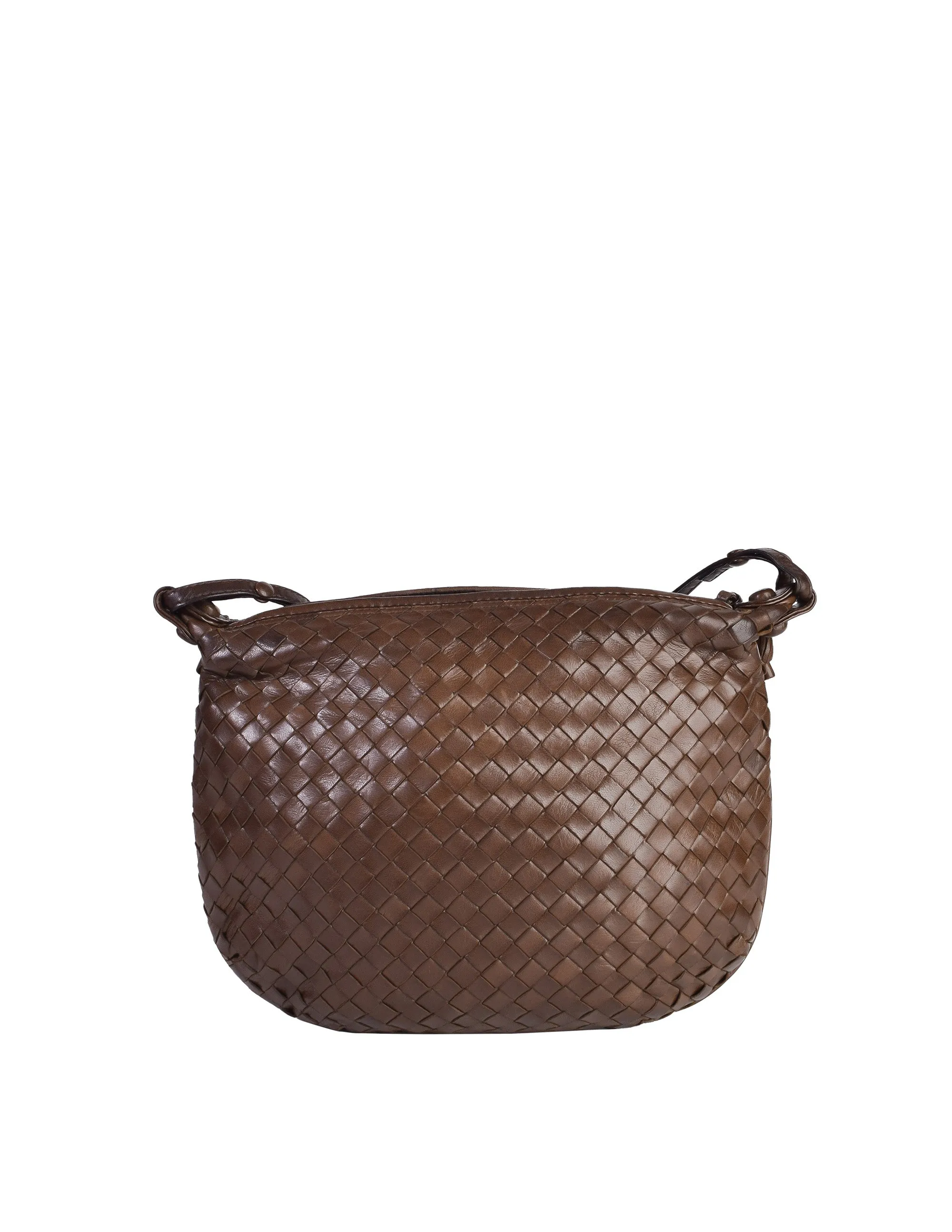 Bottega Veneta Vintage Chocolate Brown Intrecciato Woven Leather Crossbody Bag