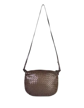 Bottega Veneta Vintage Chocolate Brown Intrecciato Woven Leather Crossbody Bag