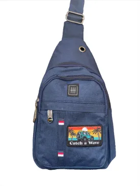 Catch a Wave Patch Navy Canvas Sling Crossbody