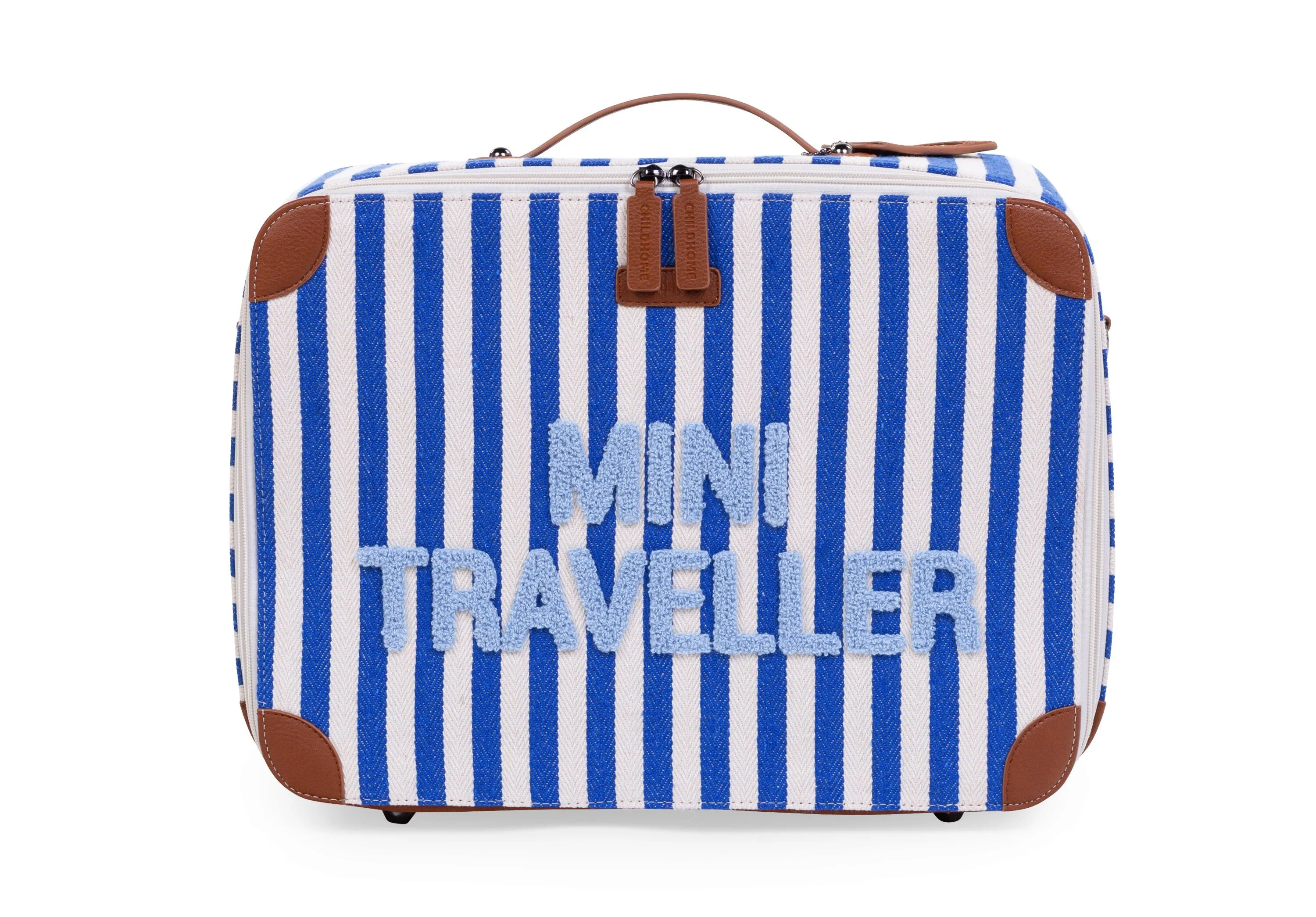 Childhome Mini Traveler Valiseje | Stripes Electric Blue /Light Blue