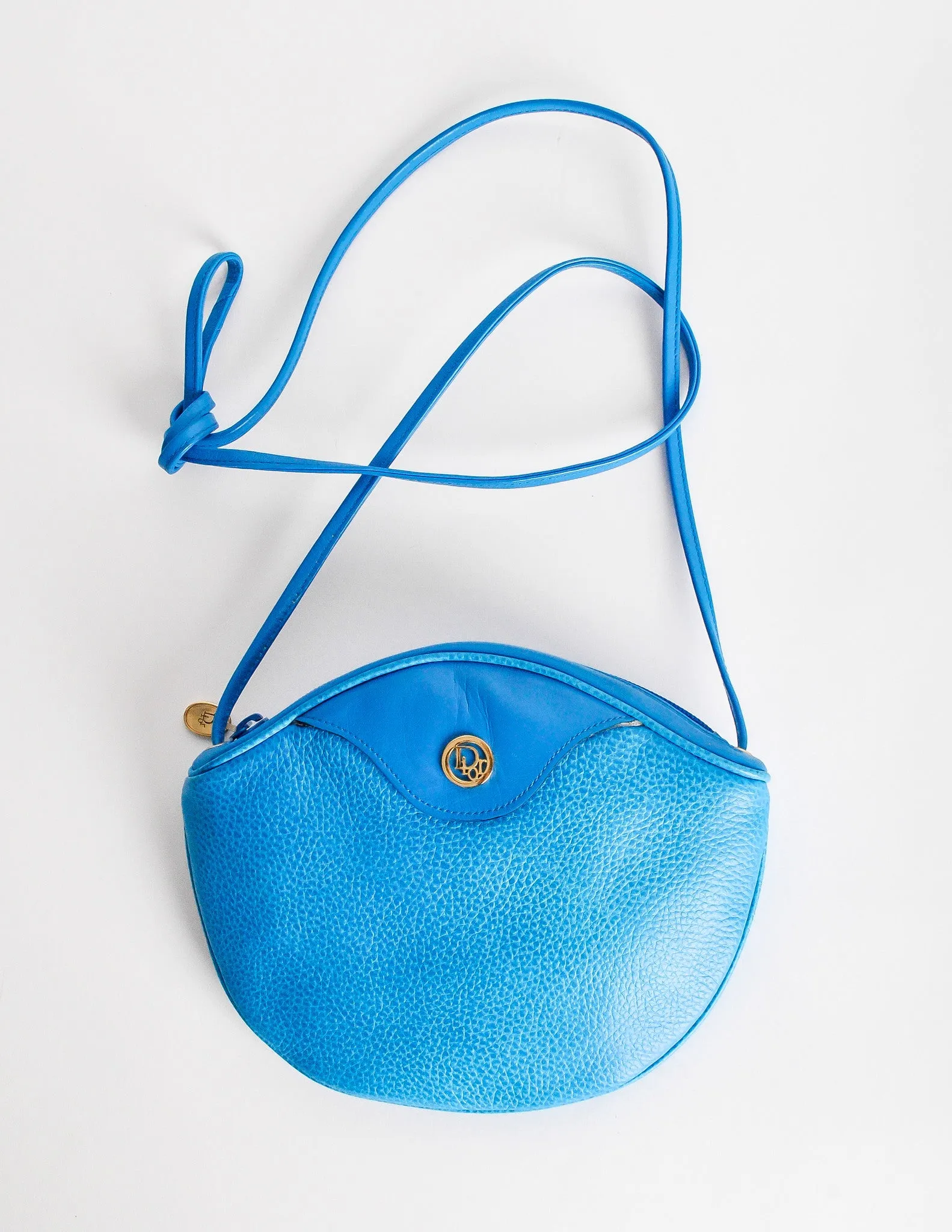 Christian Dior Vintage Blue Leather Crossbody Bag