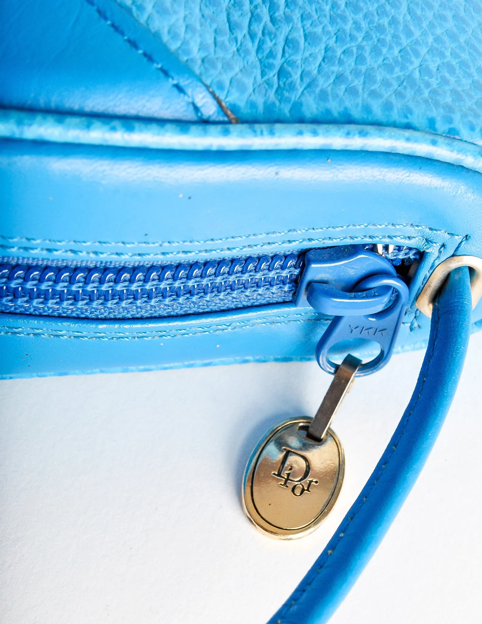 Christian Dior Vintage Blue Leather Crossbody Bag