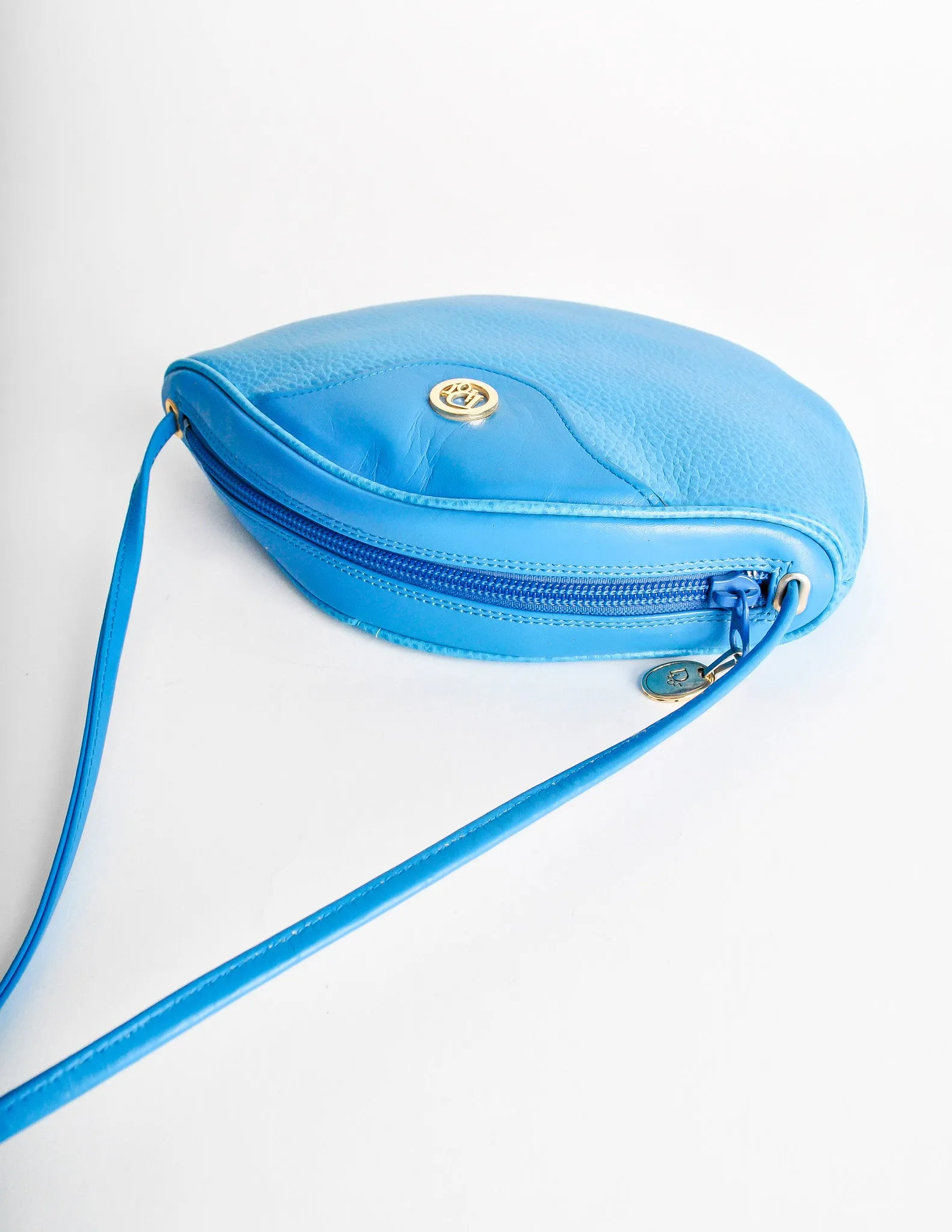 Christian Dior Vintage Blue Leather Crossbody Bag