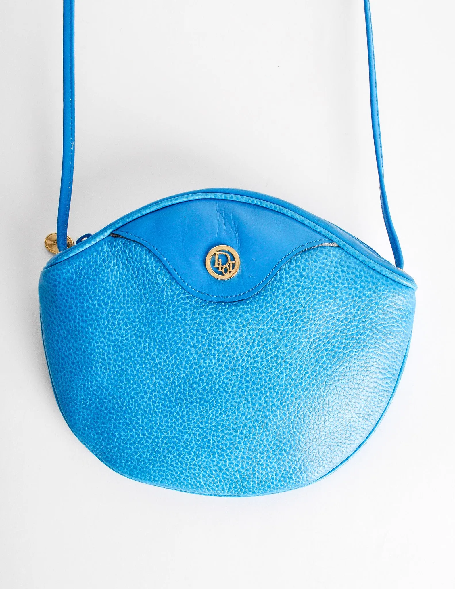 Christian Dior Vintage Blue Leather Crossbody Bag