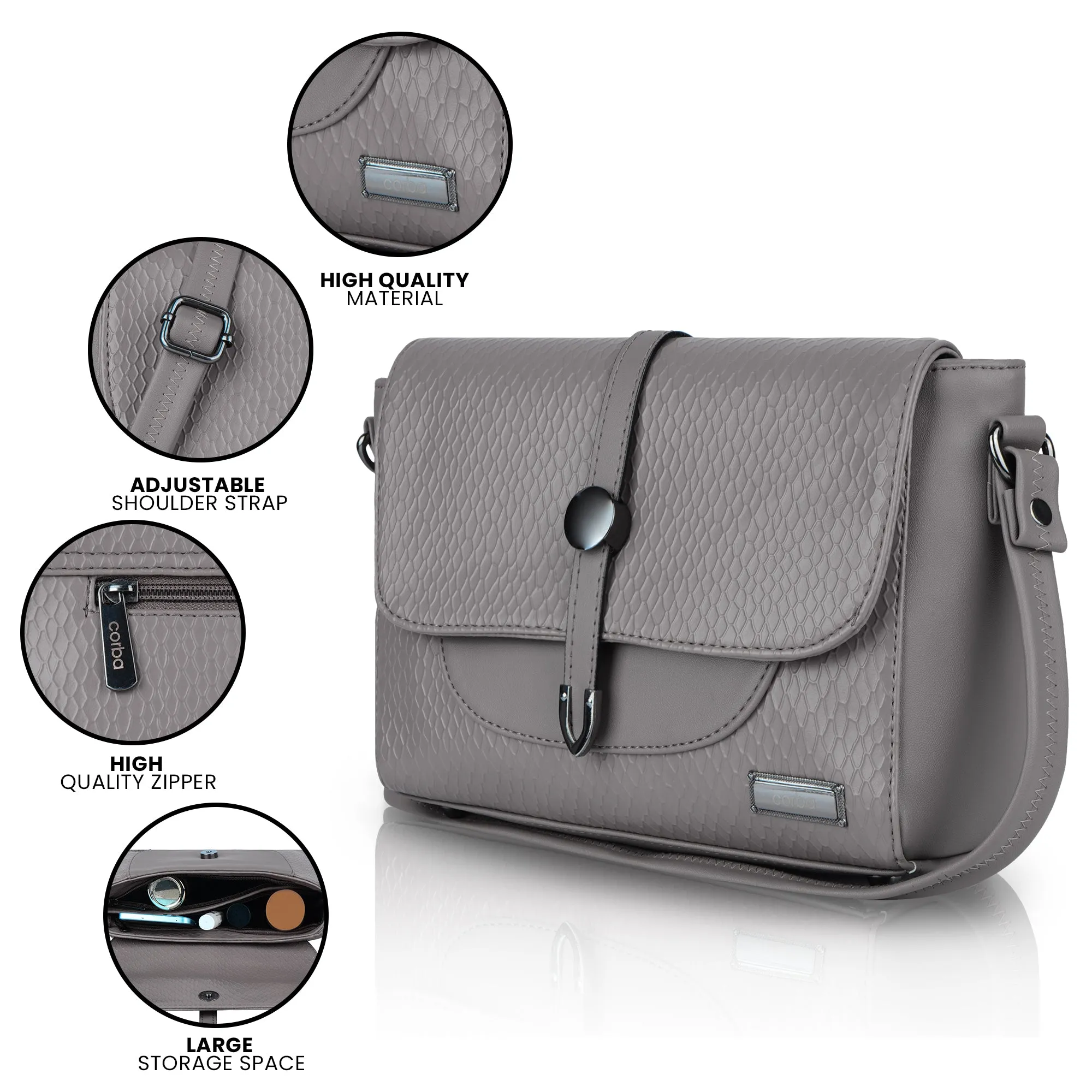 Corba Stylish Sling Bag Blue Grey