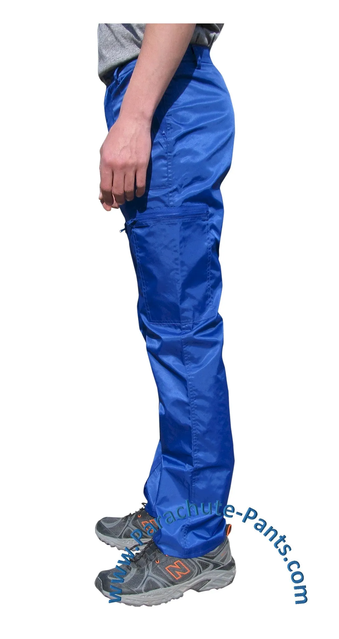 Countdown Blue Classic Nylon Parachute Pants with Blue Zippers