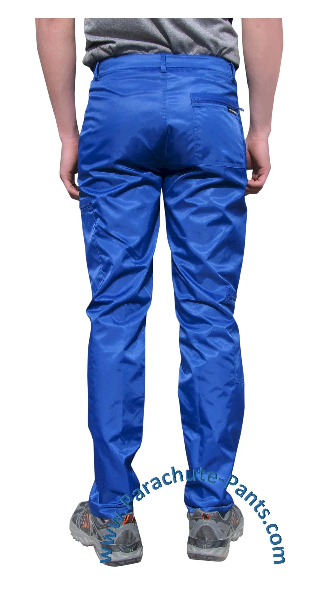 Countdown Blue Classic Nylon Parachute Pants with Blue Zippers