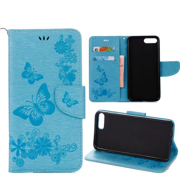 Fashion Butterfly Flower Leather Flip For iphone 7 6 6S Plus SE 5 5S Case Stand Wallet Cover for Samsung Galaxy S7 S6 edge Shell