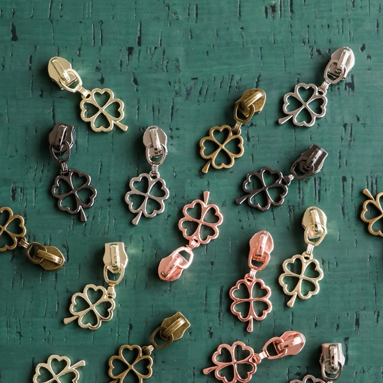 Four Four-leaf Clover Zipper Pulls