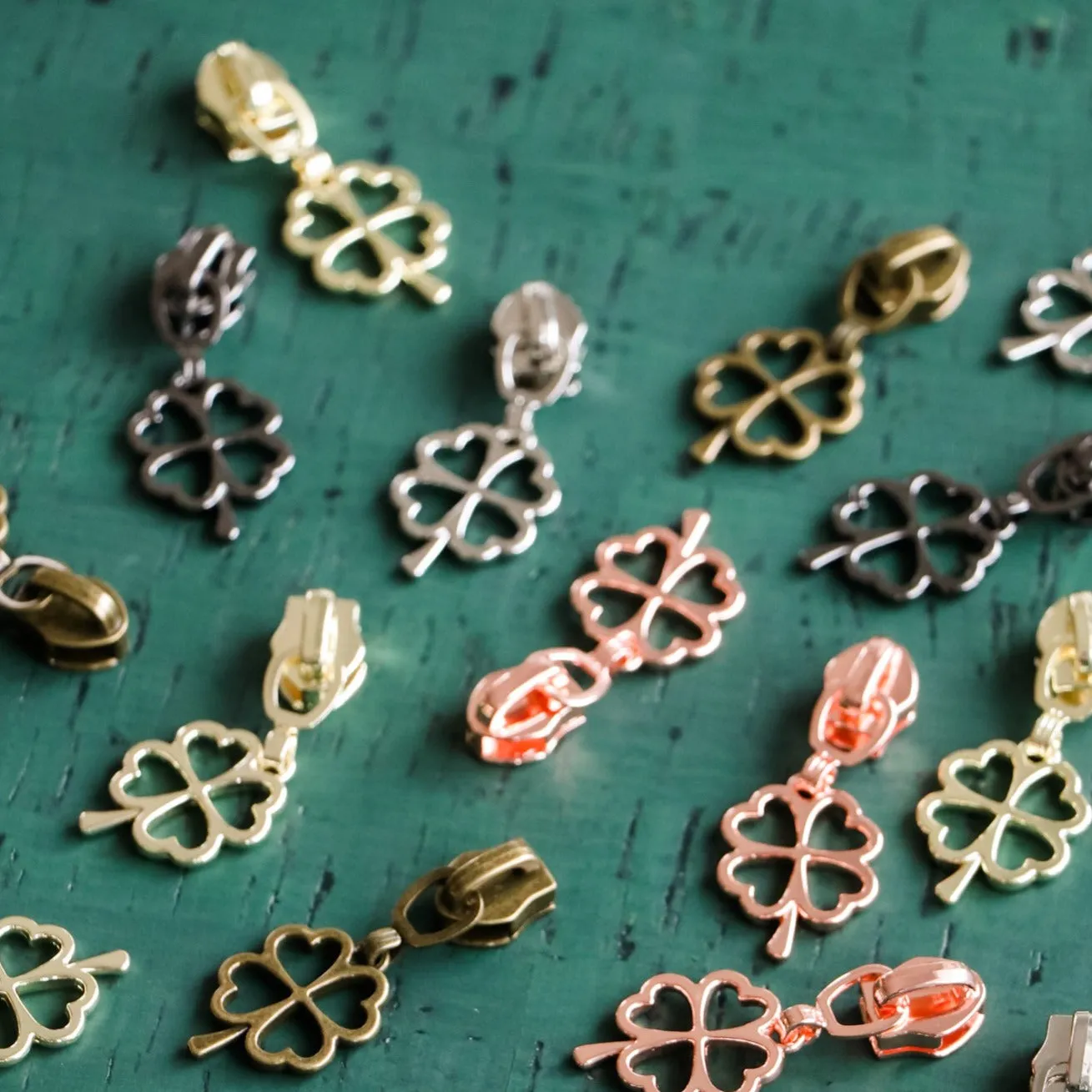 Four Four-leaf Clover Zipper Pulls