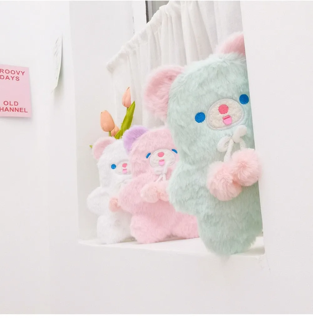 Fuzzy Pastel Bear Stationary Bag