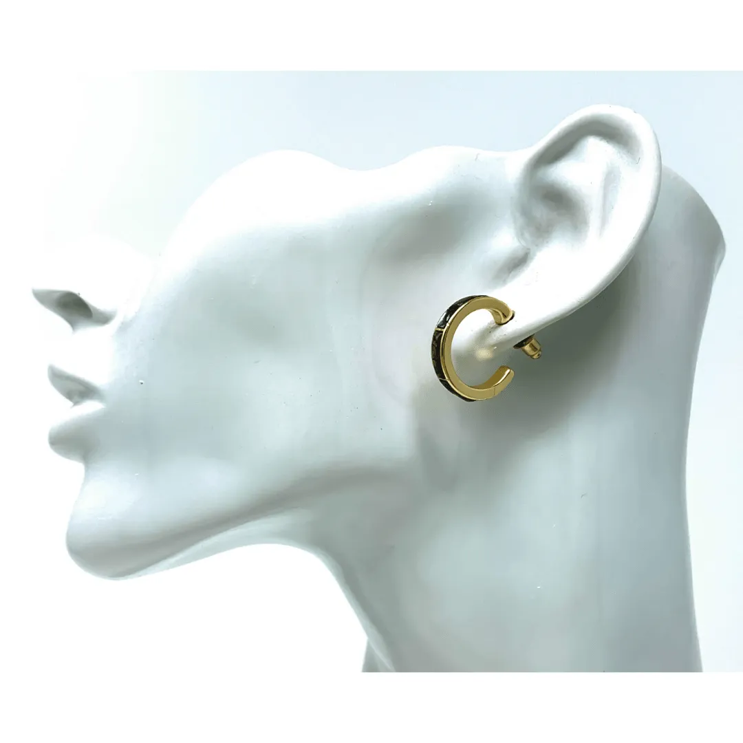 Gold Hoop Earrings With Abalone Shell Inlay