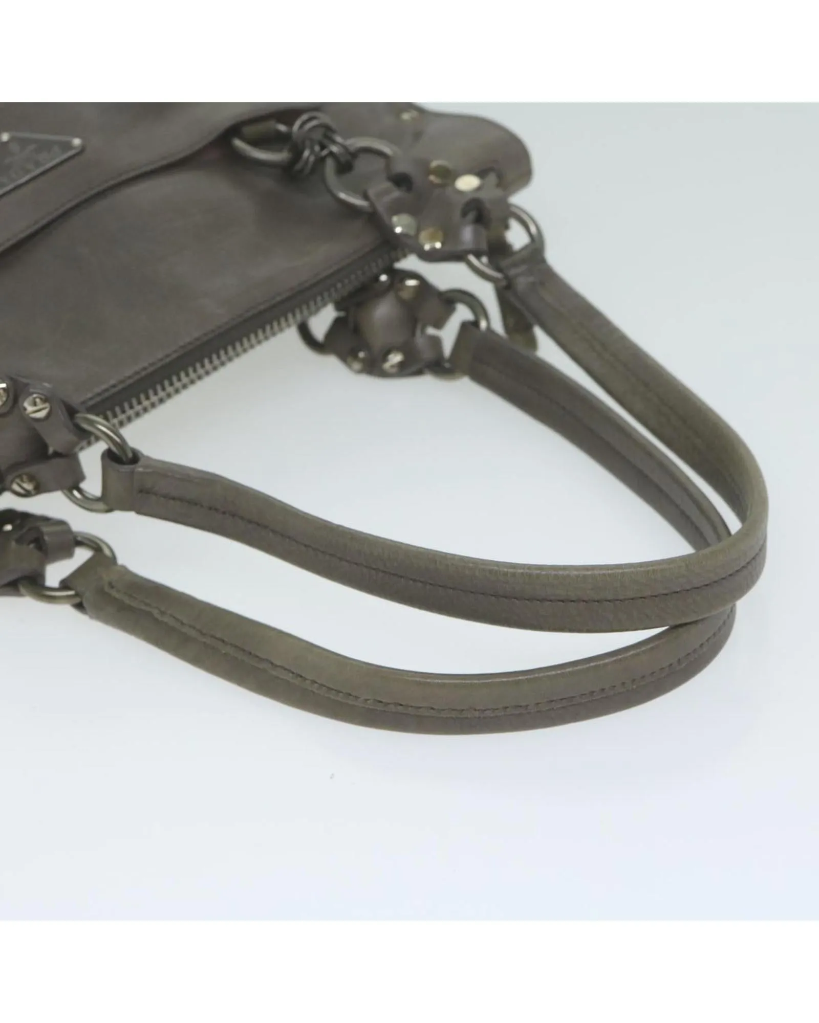 Gray Leather Shoulder Bag