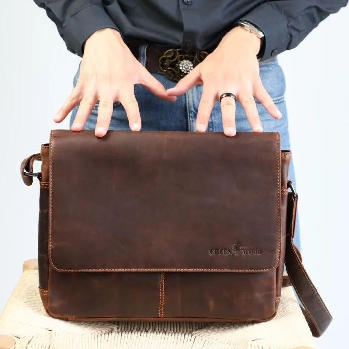 Greenwood Leather Messenger Laptop Bag