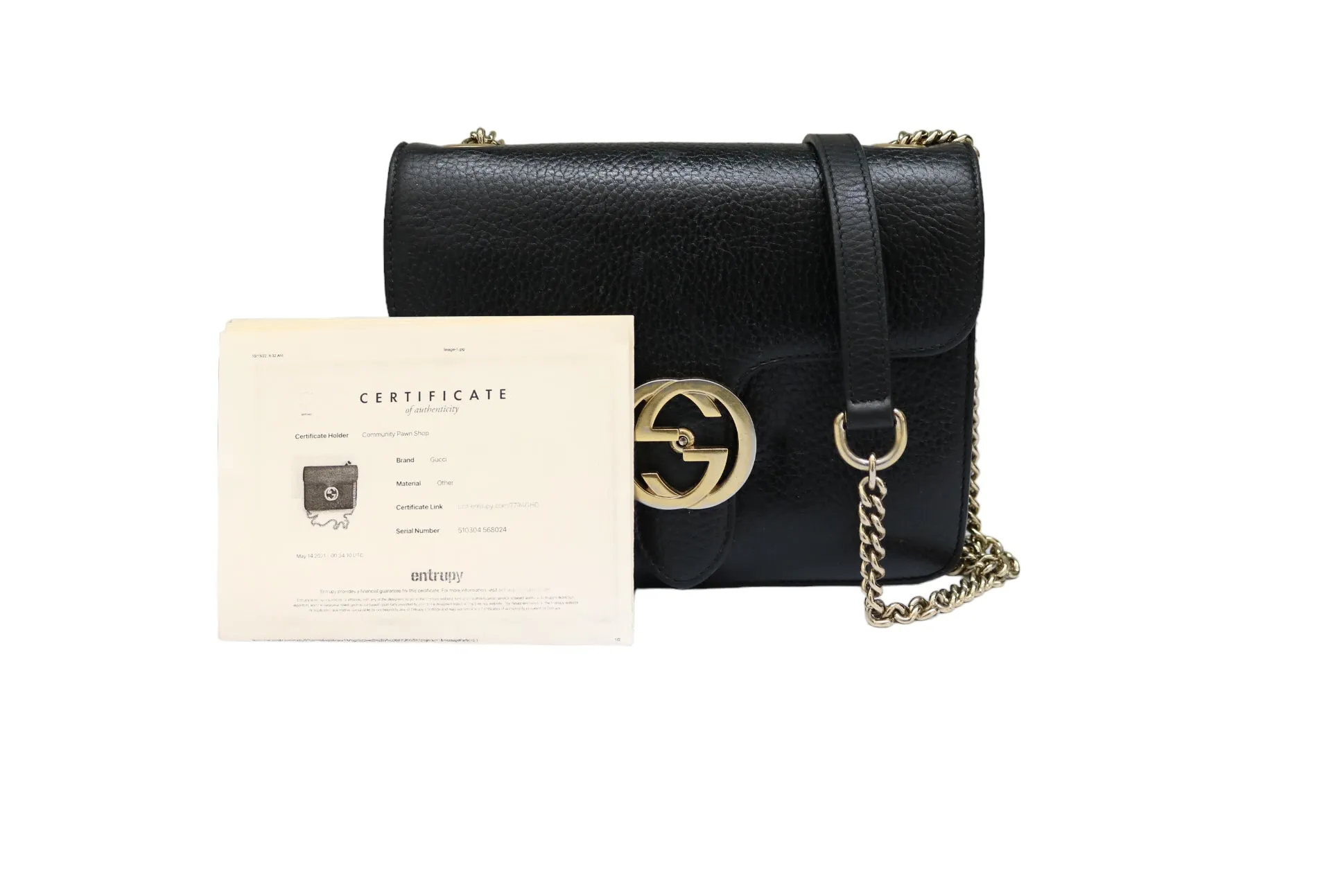 Gucci Interlocking G Leather Chain Black Shoulder Bag