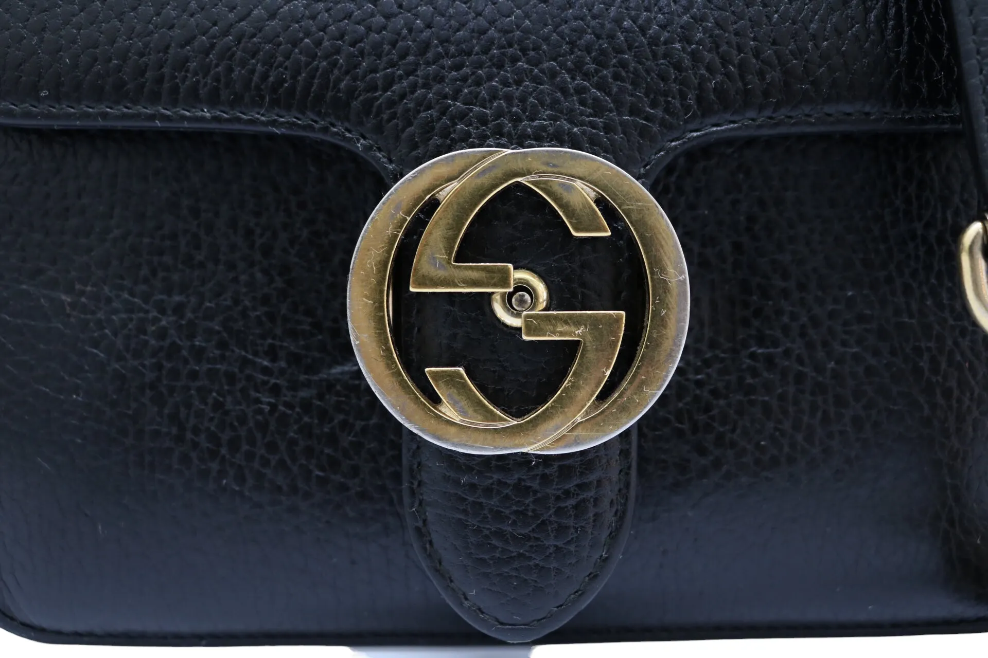 Gucci Interlocking G Leather Chain Black Shoulder Bag