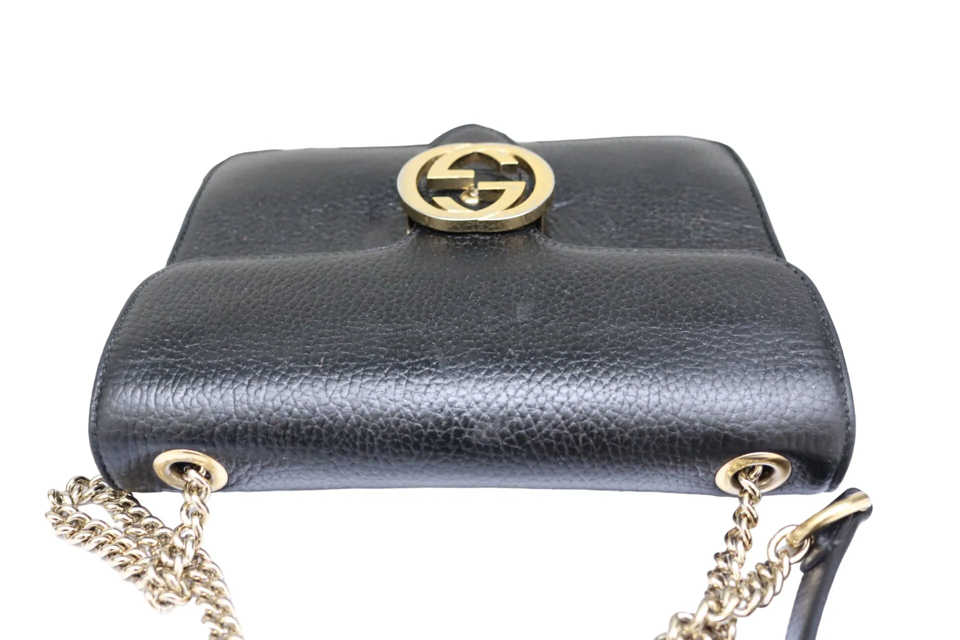 Gucci Interlocking G Leather Chain Black Shoulder Bag