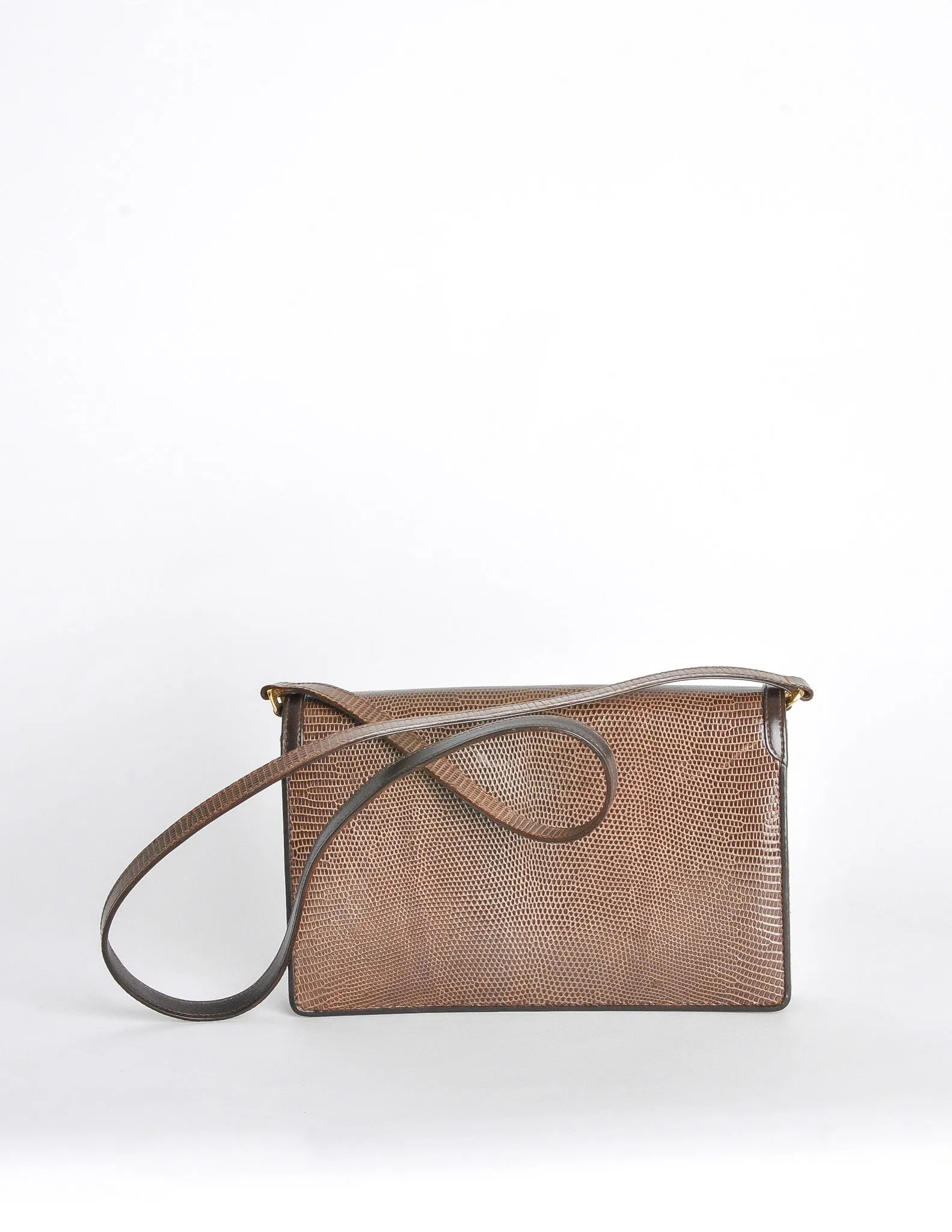 Gucci Vintage Brown Lizard Skin Clutch Bag