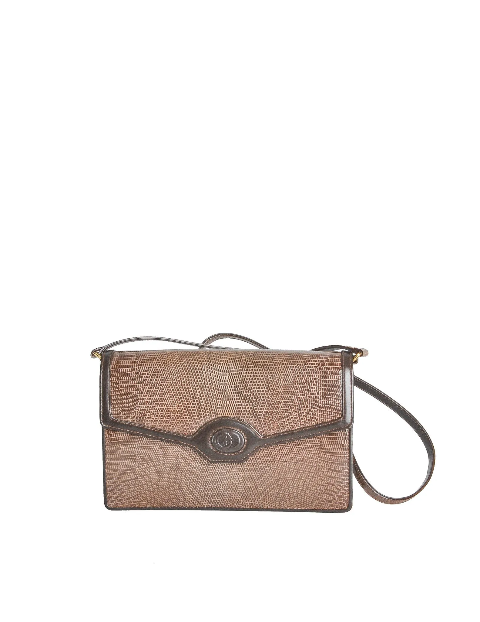 Gucci Vintage Brown Lizard Skin Clutch Bag