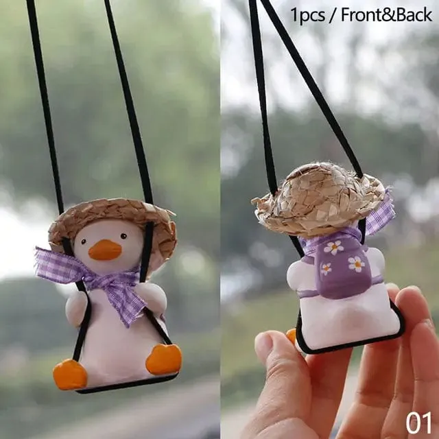 Hanging Car Pendant Cute Swinging Duck Ornament