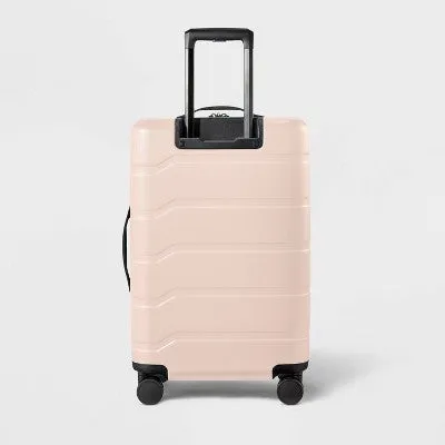 Hardside Medium Checked Suitcase Pink - Open Story