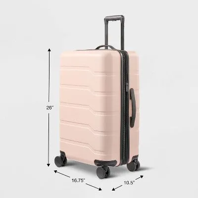 Hardside Medium Checked Suitcase Pink - Open Story