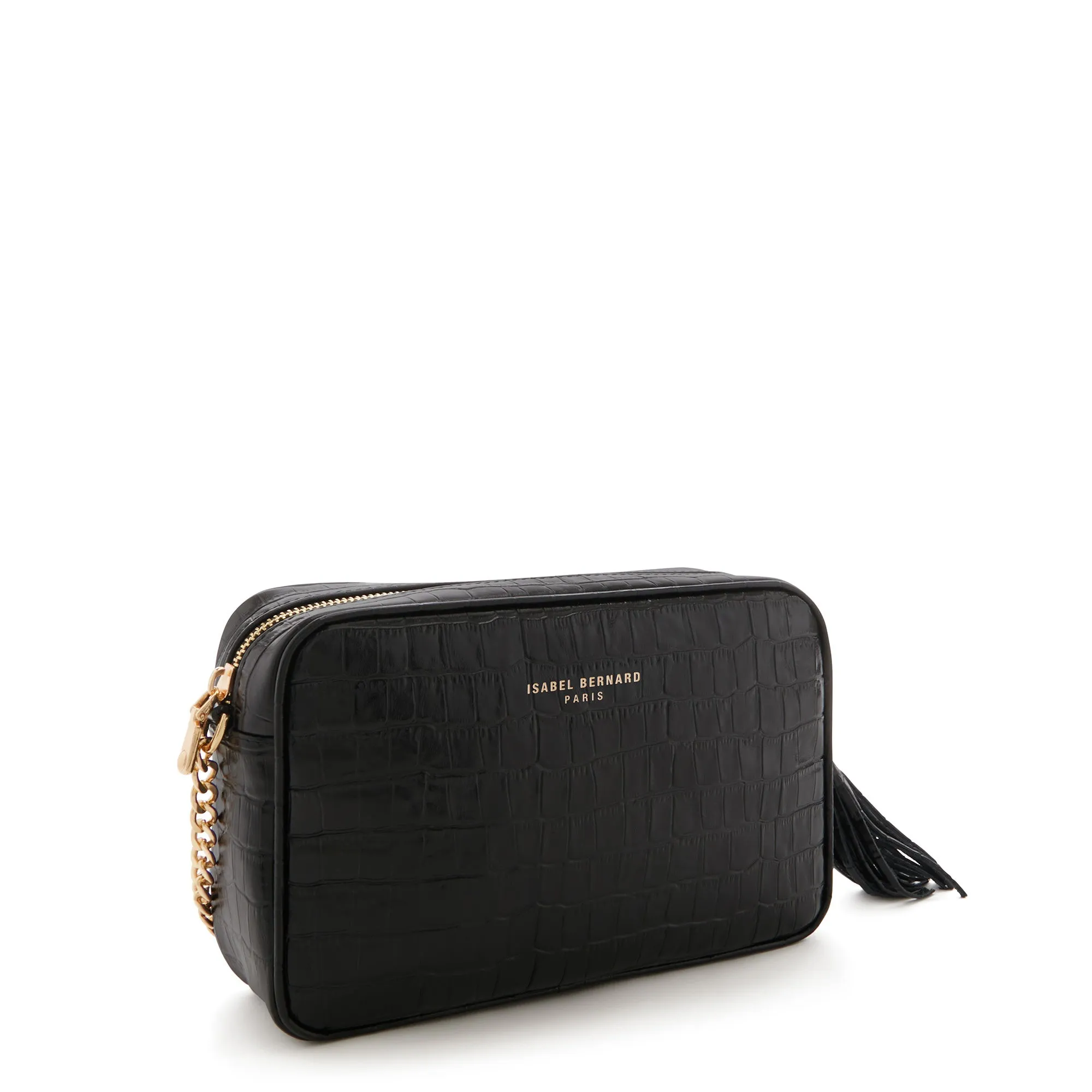 Honoré Lucie croco black calfskin leather crossbody bag