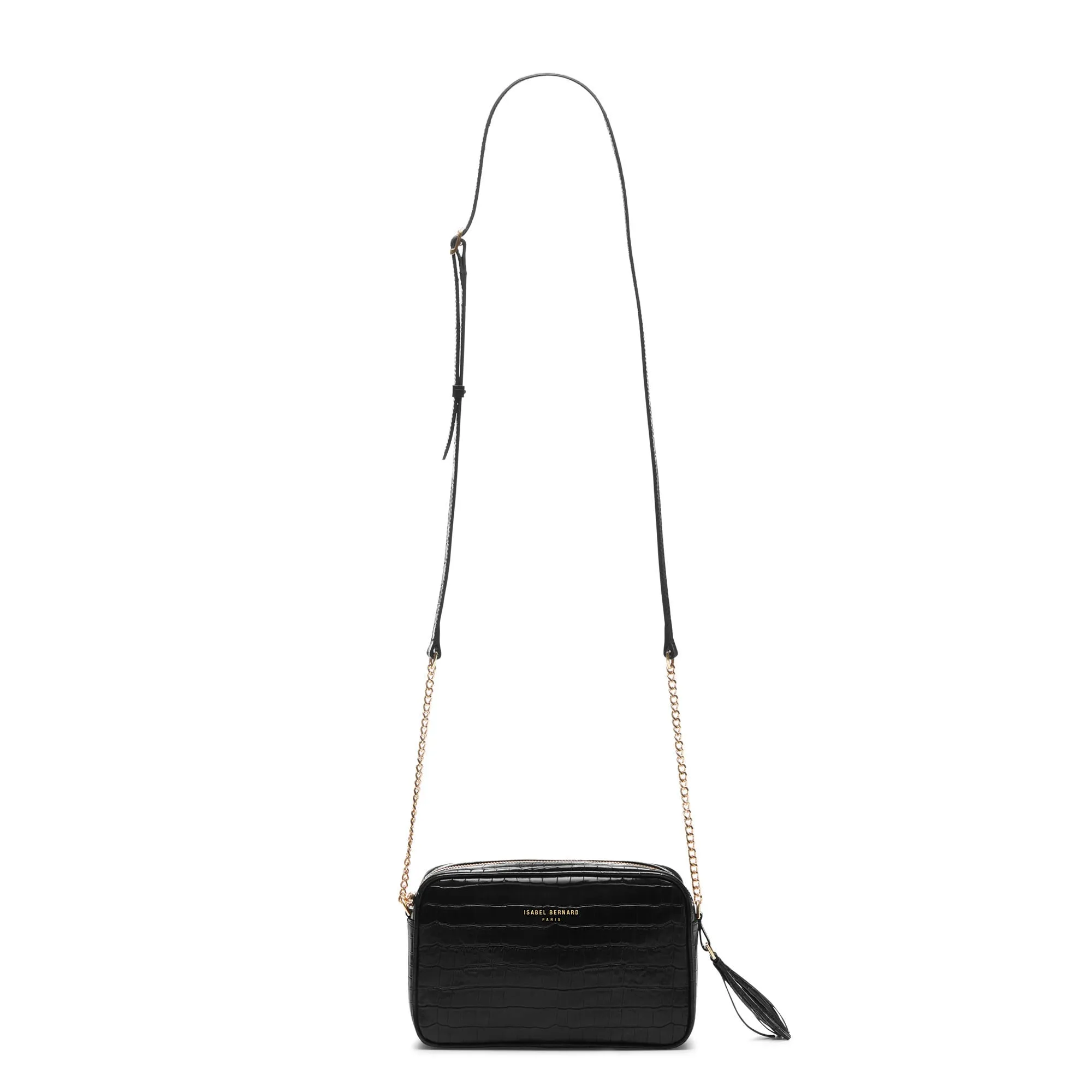 Honoré Lucie croco black calfskin leather crossbody bag