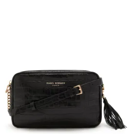 Honoré Lucie croco black calfskin leather crossbody bag