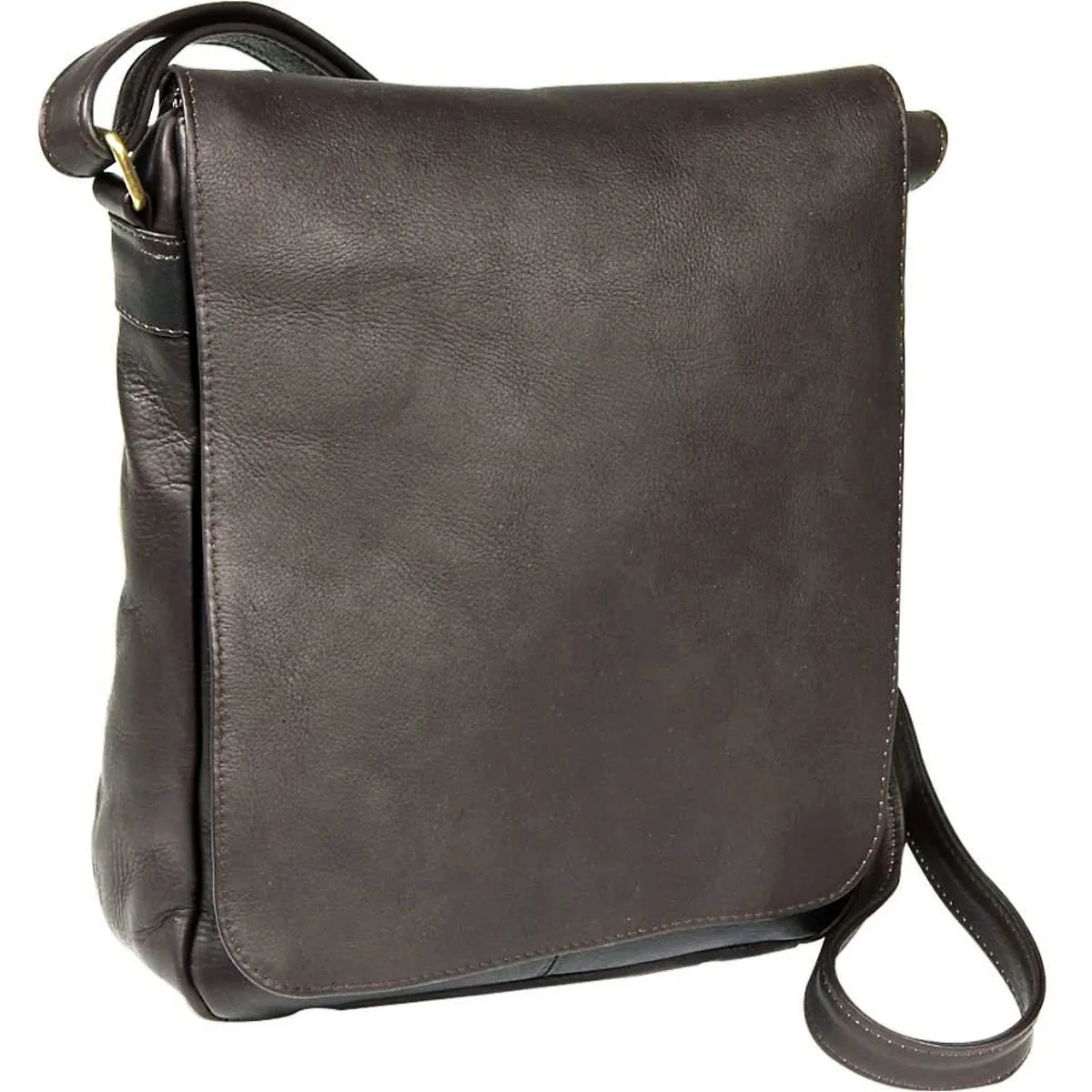 Ledonne Leather Vertical Flap Over Shoulder Bag