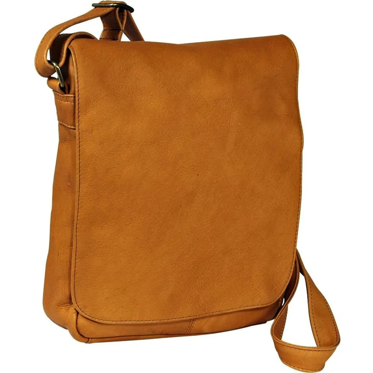 Ledonne Leather Vertical Flap Over Shoulder Bag