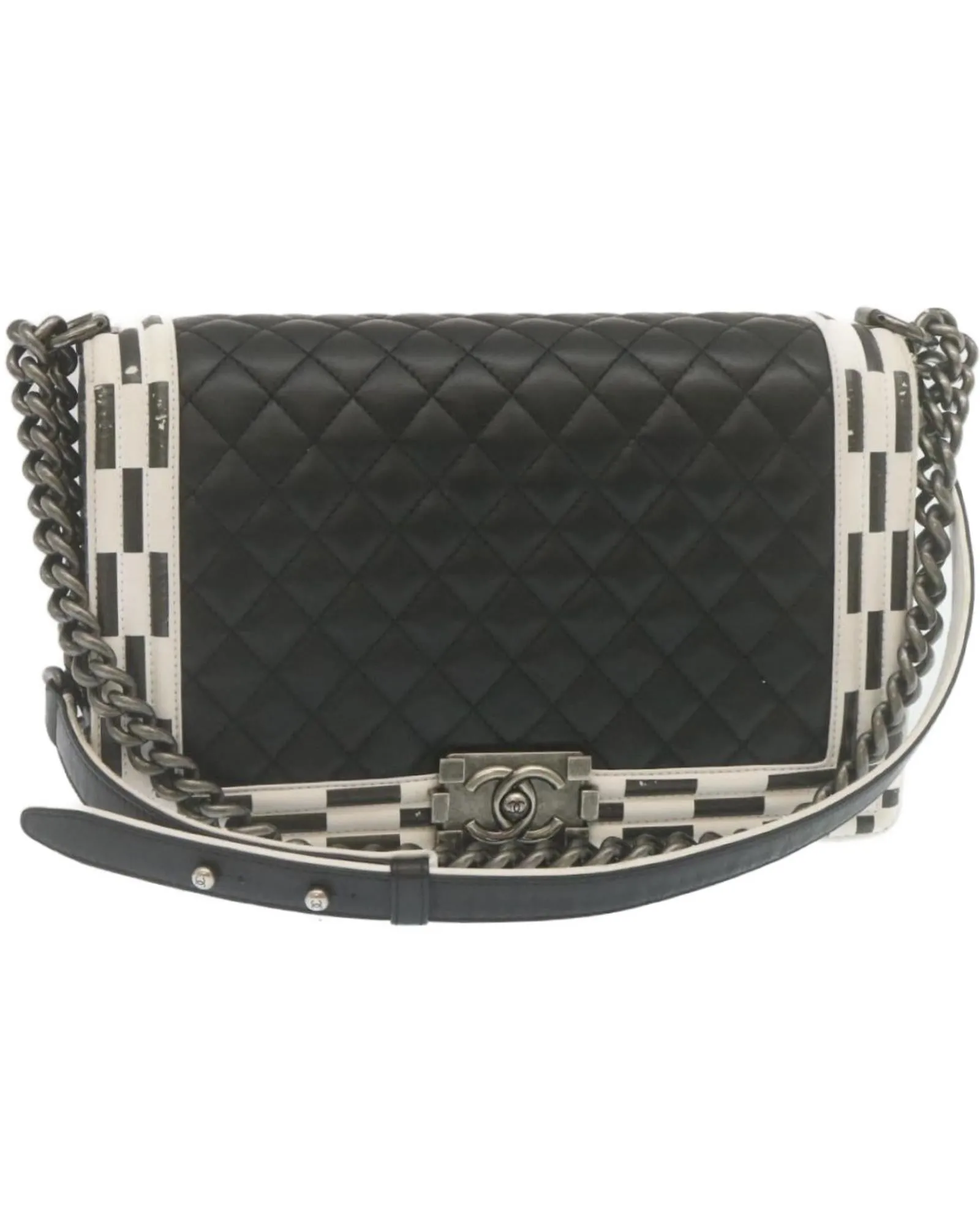 Matelasse Boy Chanel Chain Shoulder Bag - Black Lamb Skin